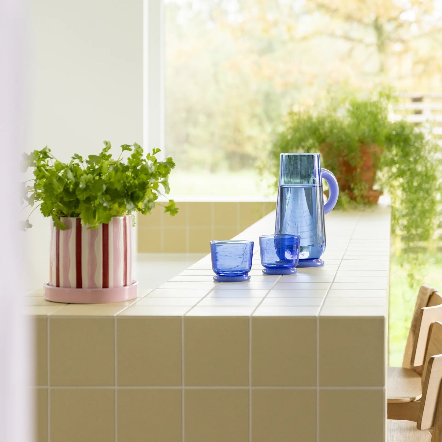 Glass Dew Blue Set Of 2