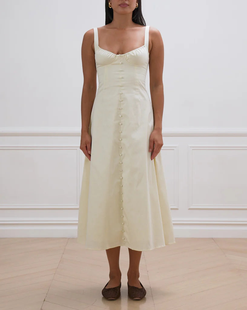 cup midi dress Ruched Cup Button Midi Dress – Maison 11