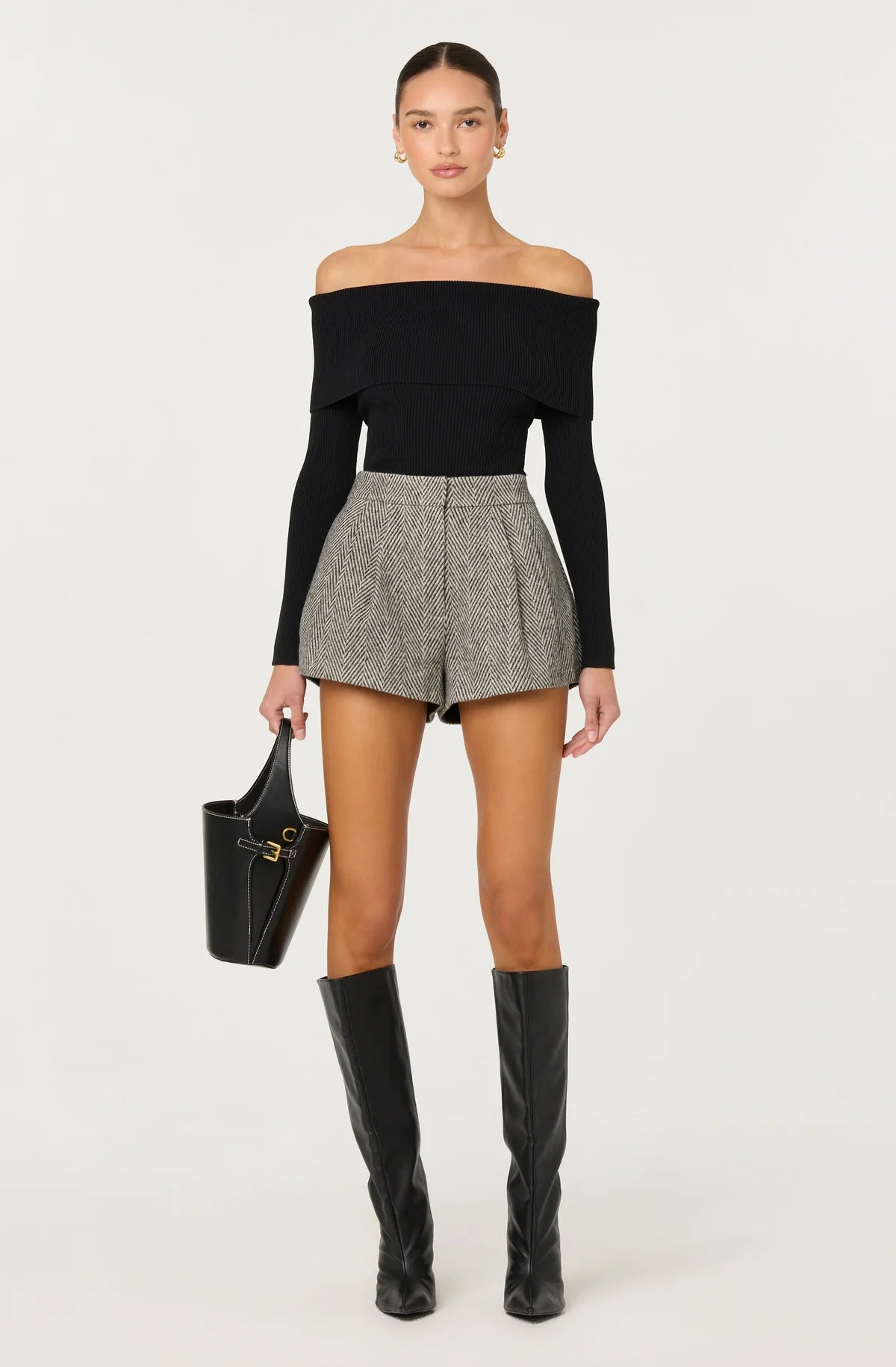 Lidia Ribbed Off Shoulder Sweater