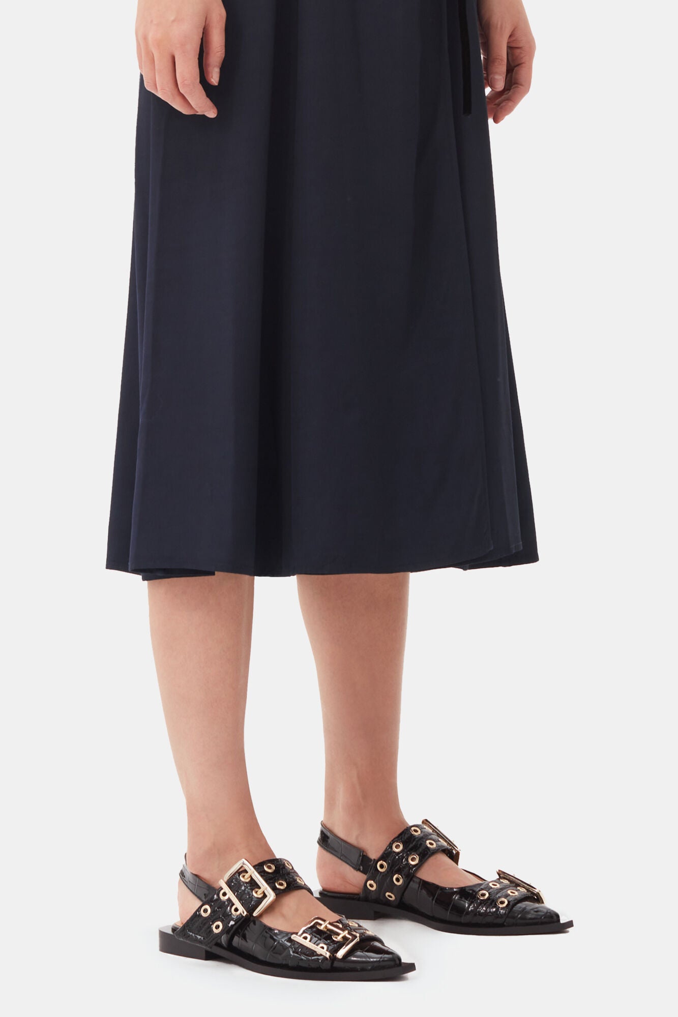 Croco Patent Feminine Buckle Ballerinas