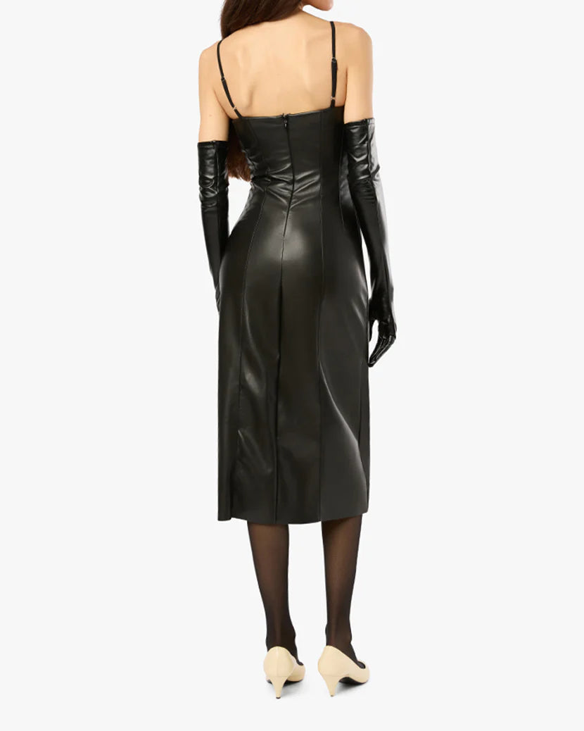 Vegan Leather Fitted Corset Dress