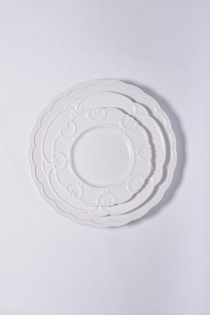 Platos de postre de encaje blanco
