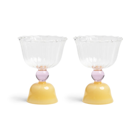 Glass Tulip Caramel Set Of 2 351-05