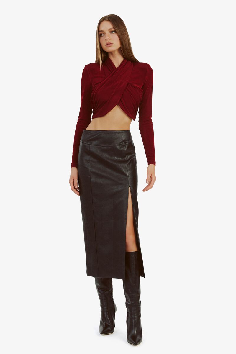 Dante Vegan Leather Midi Skirt