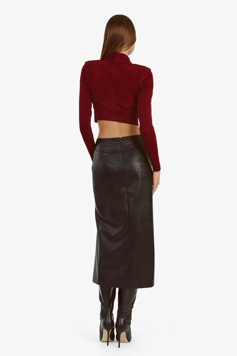 Dante Vegan Leather Midi Skirt