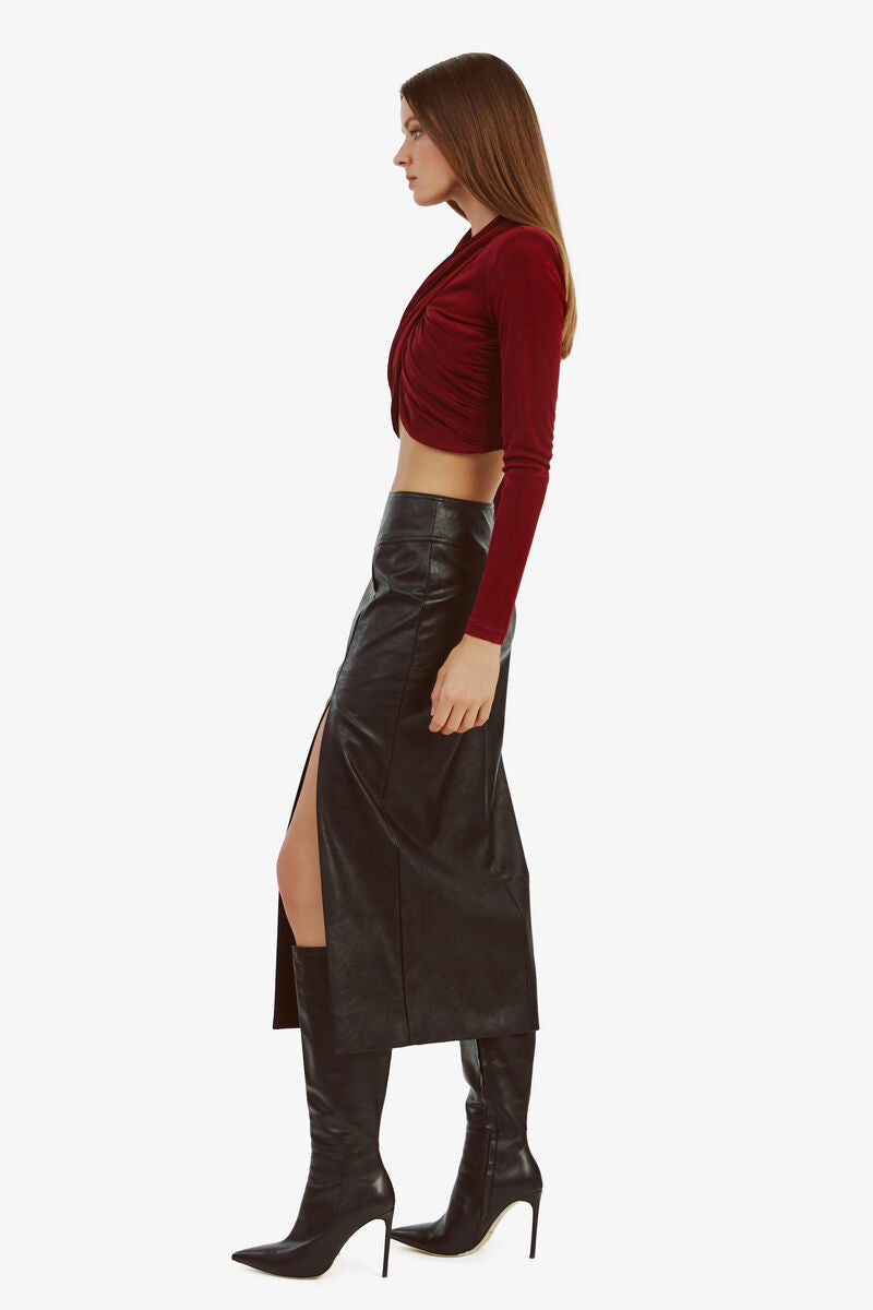 Dante Vegan Leather Midi Skirt