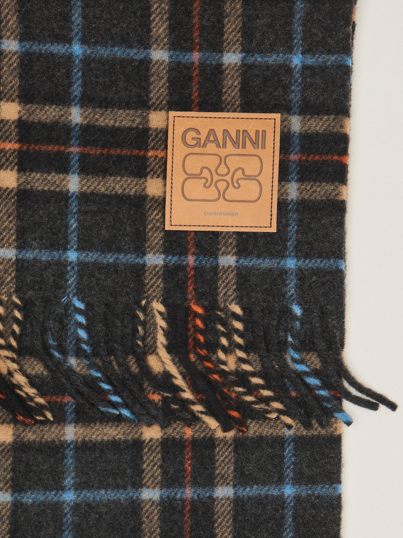 Face Wool Check Scarf