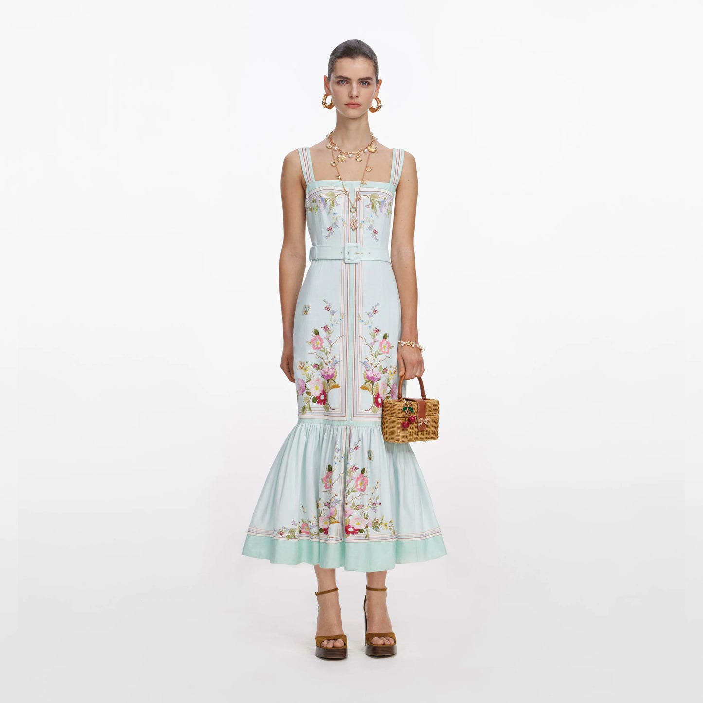 Floral Linen Midi Dress