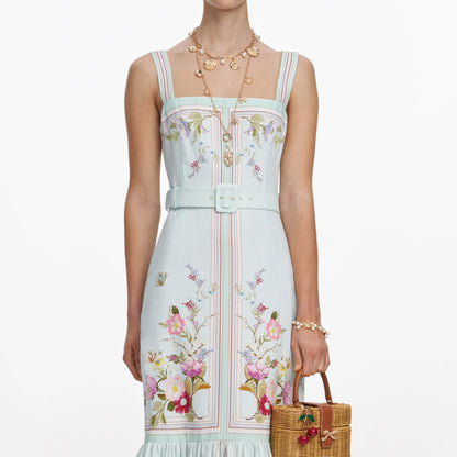 Floral Linen Midi Dress