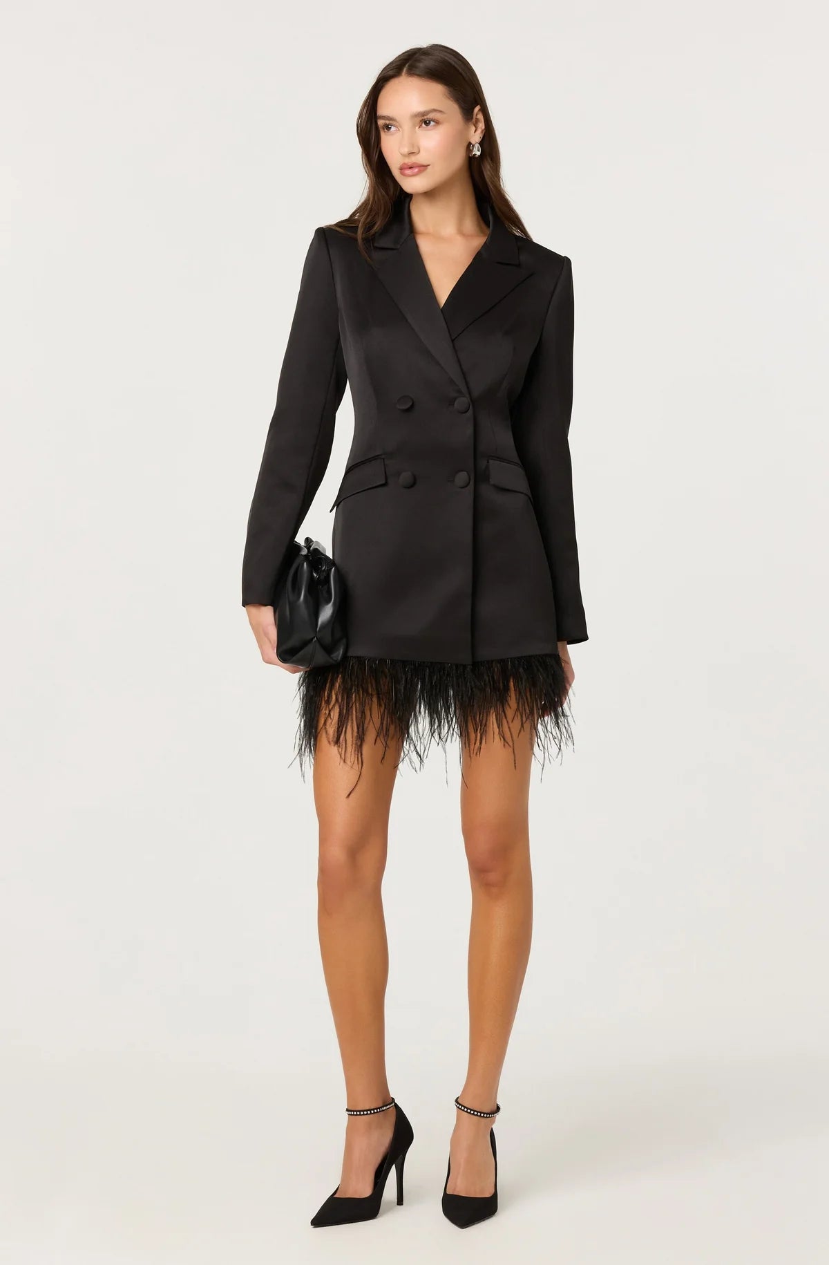 Breonna Feather Trim Blazer Dress