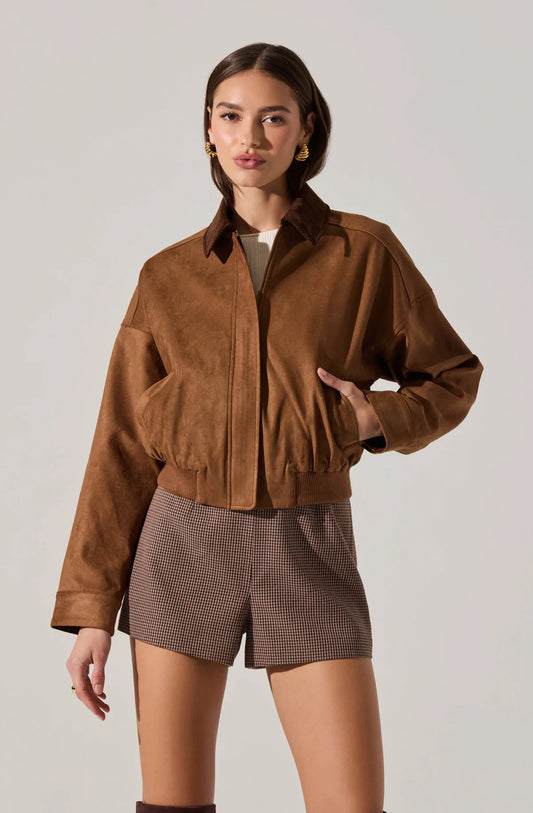 Sorine Faux Suede Bomber Jacket
