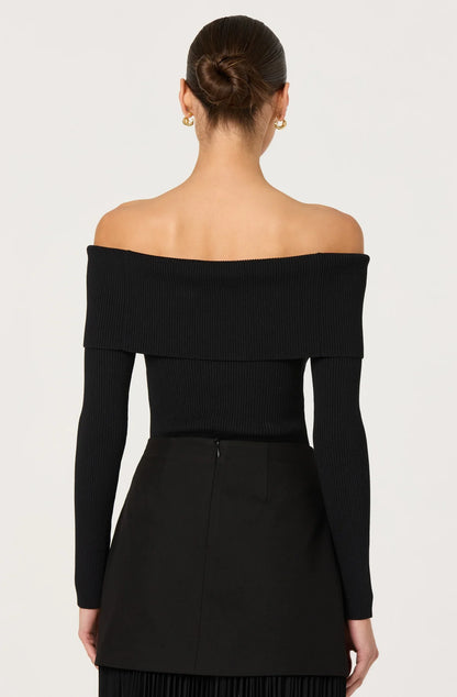 Lidia Ribbed Off Shoulder Sweater