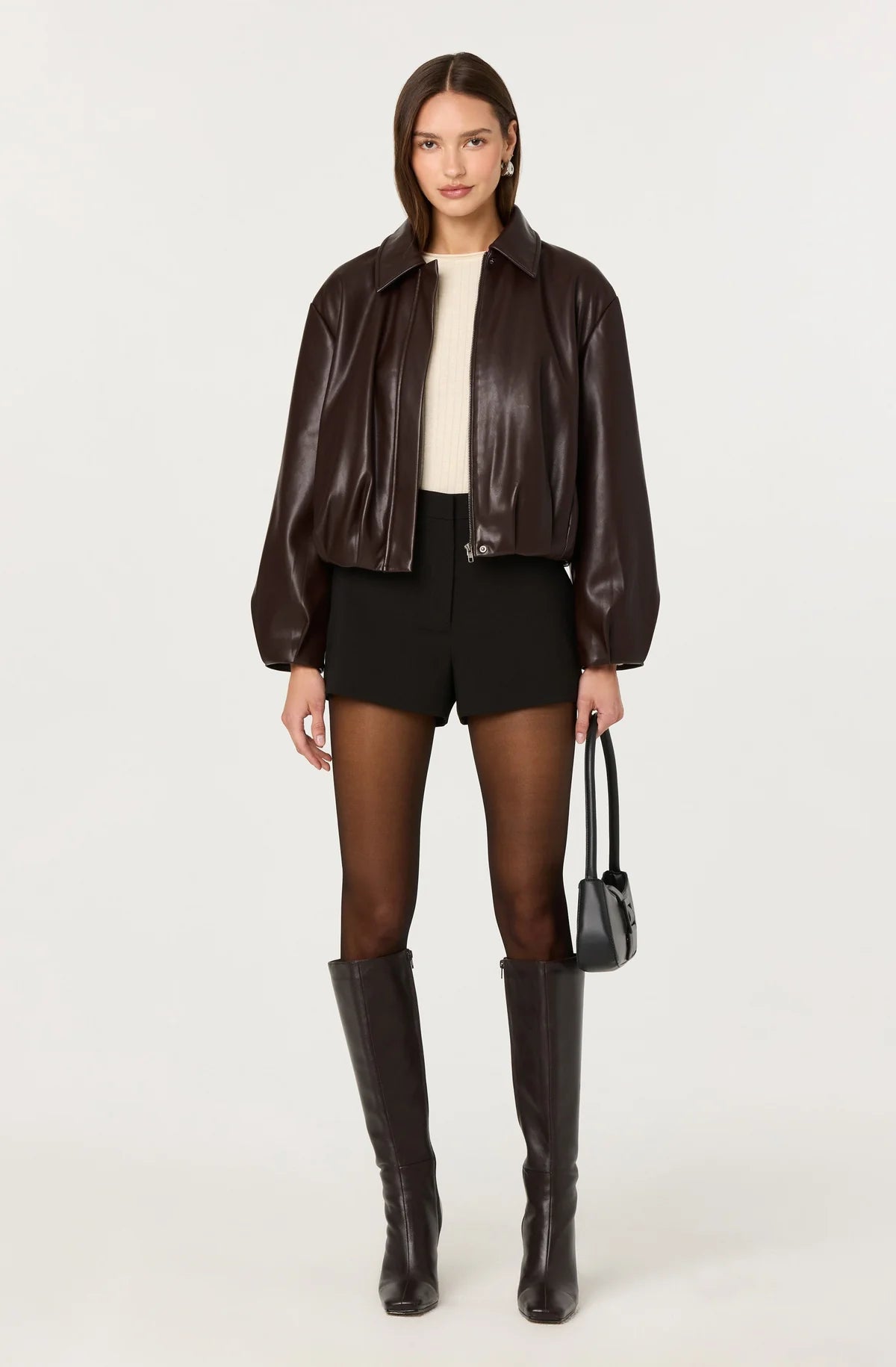 Raevin Faux Leather Bomber Jacket