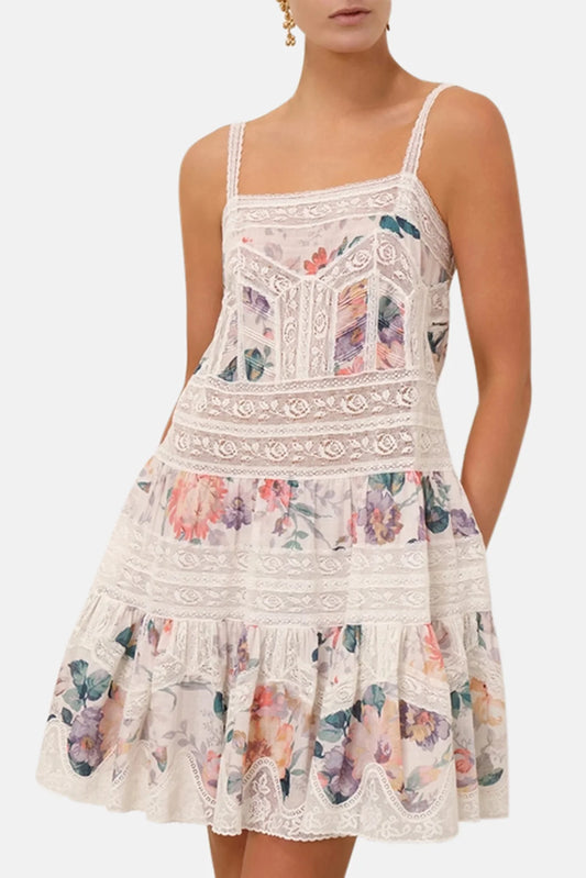 Acacia Lace Trim Mini Dress