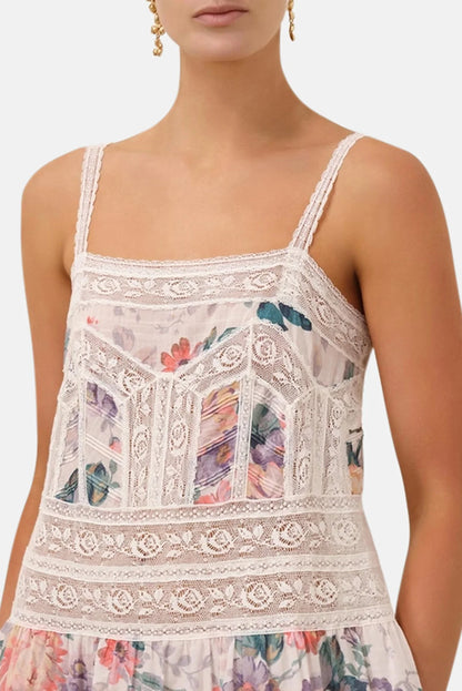 Minivestido con ribete de encaje de acacia