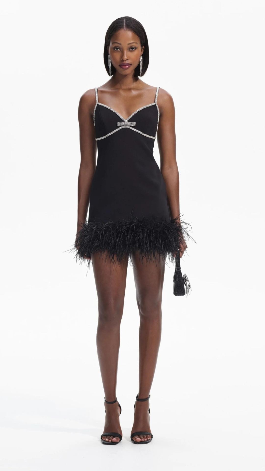 Crepe Feather Mini Dress