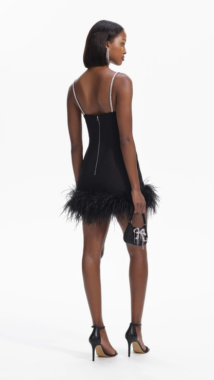 Crepe Feather Mini Dress