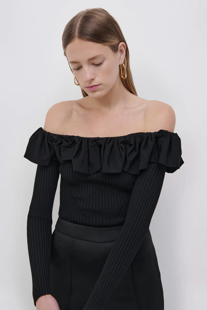 Isabelle Ruched Knit Off Shoulder Top