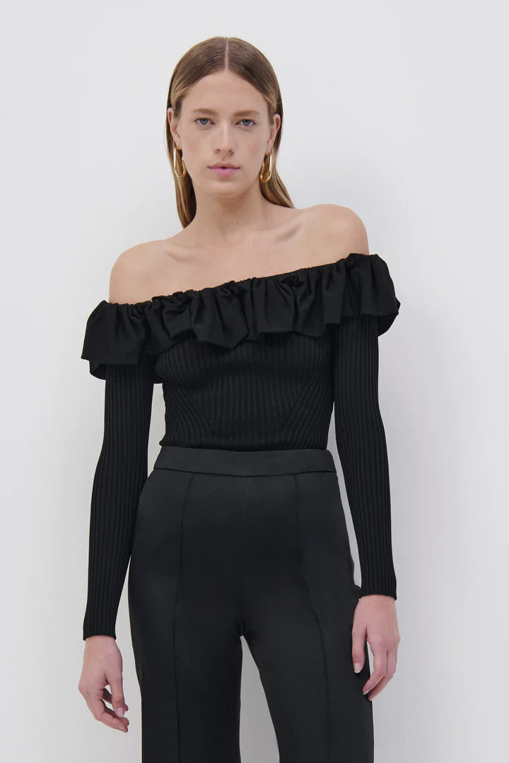 Isabelle Ruched Knit Off Shoulder Top