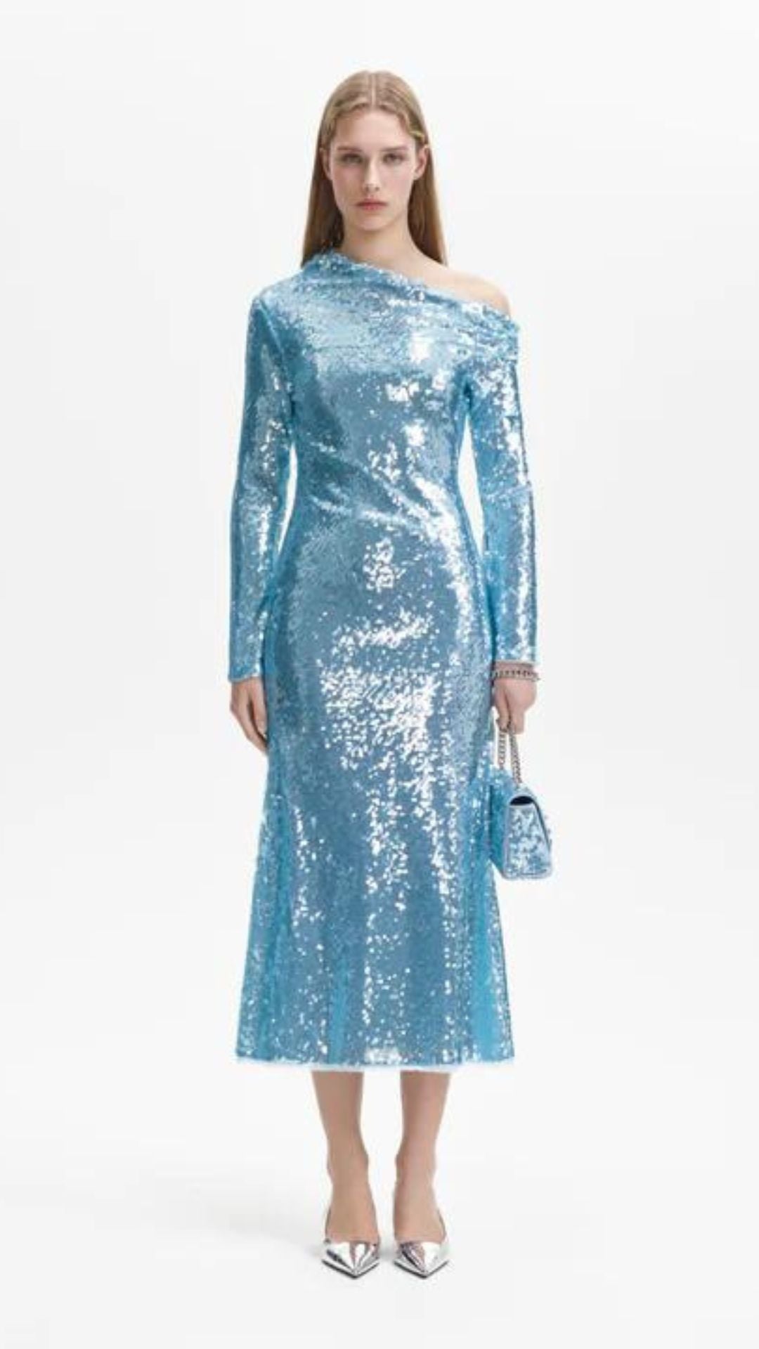 Sequin Asymmetric Midi Dress