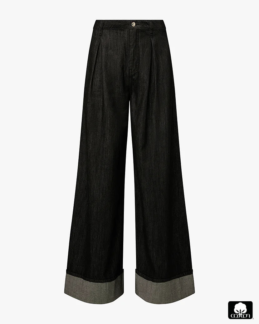 High Waisted Pleated Super Wide Leg Pant