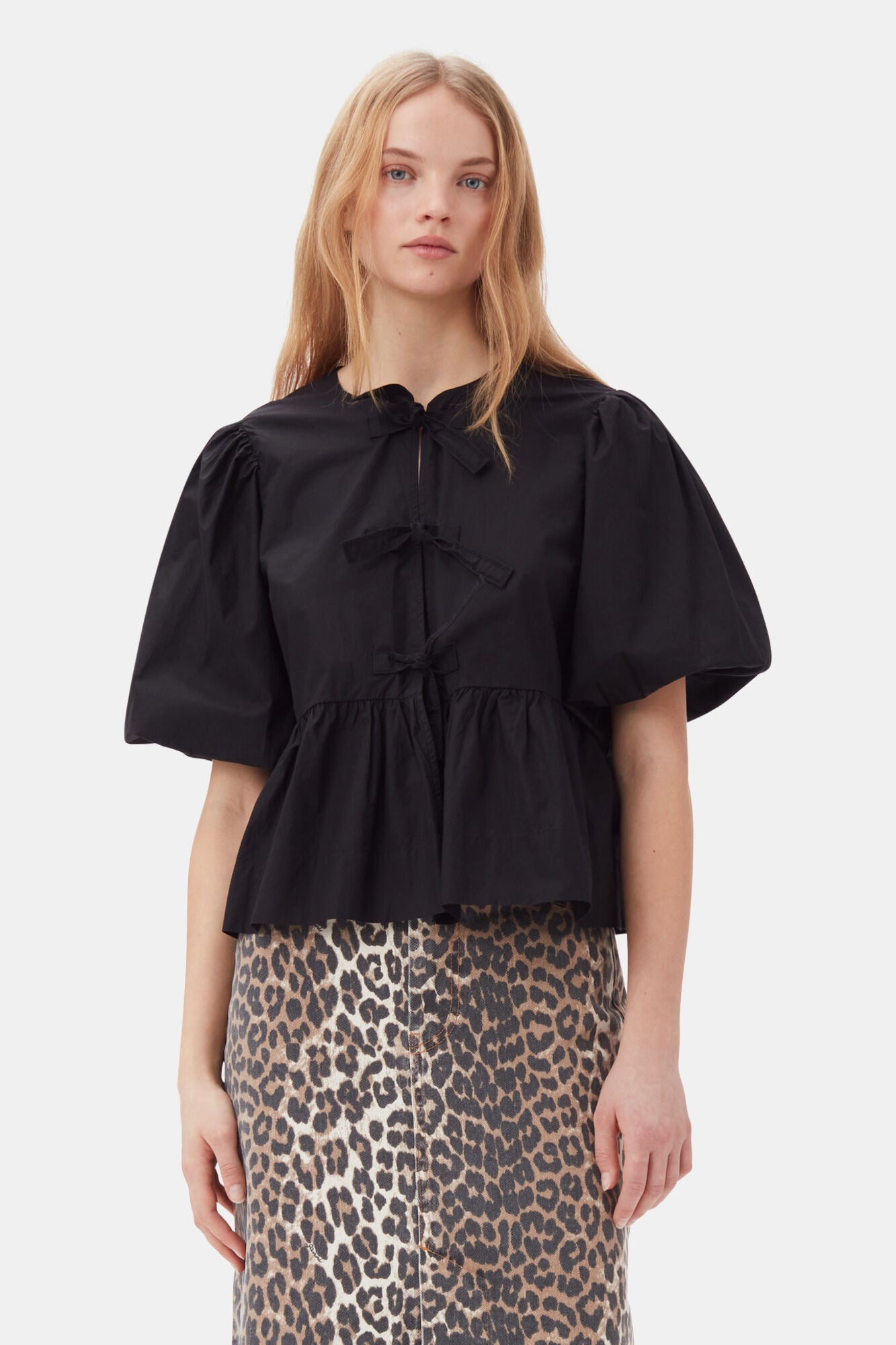Cotton Poplin Peplum Blouse