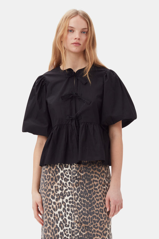 Cotton Poplin Peplum Blouse