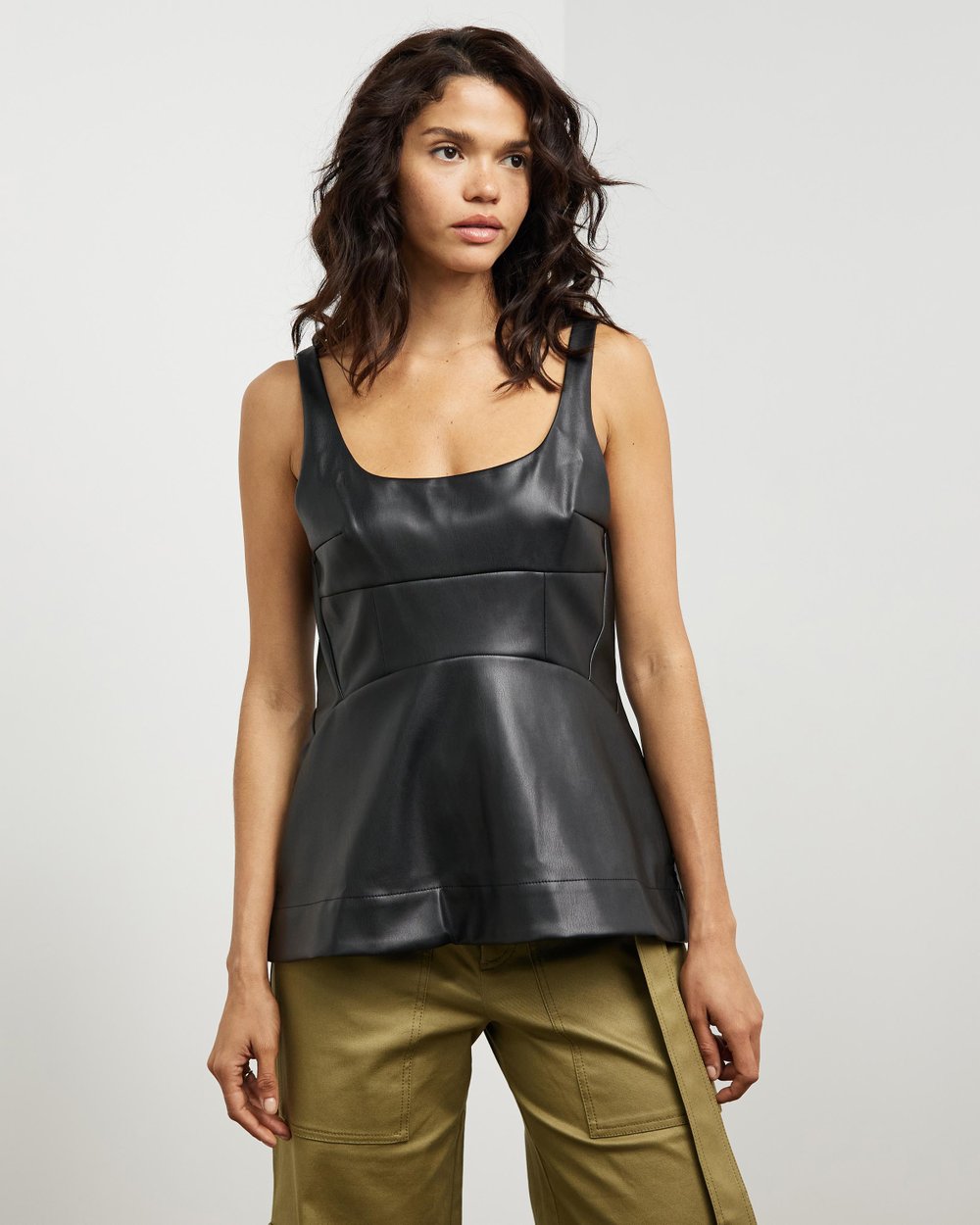 Faux Leather Fitted Top