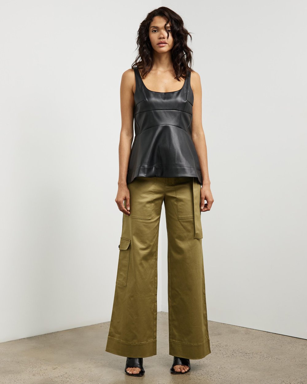 Faux Leather Fitted Top