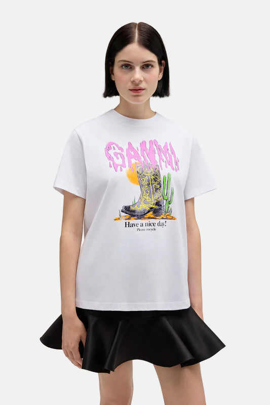 Jersey T-Shirt Boots Print