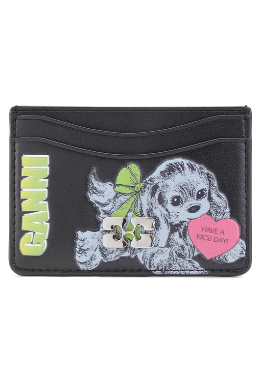 Ganni Card Holder Blue Dog