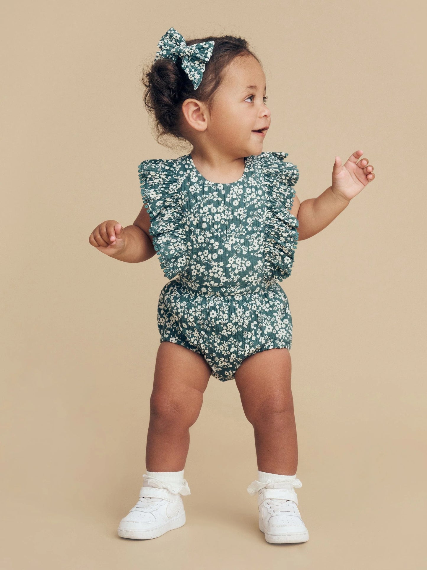 Floral Pine Frill Playsuit