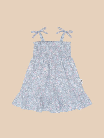 Vestido fruncido con estampado floral