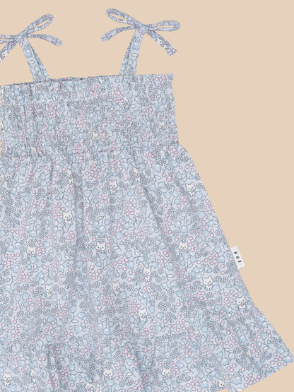 Vestido fruncido con estampado floral