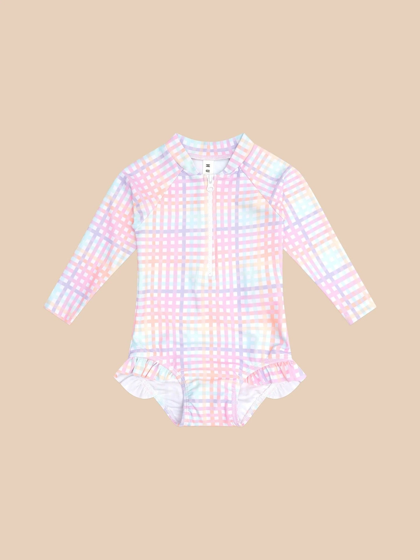 Rainbow Check Frill Zip Swinsuit