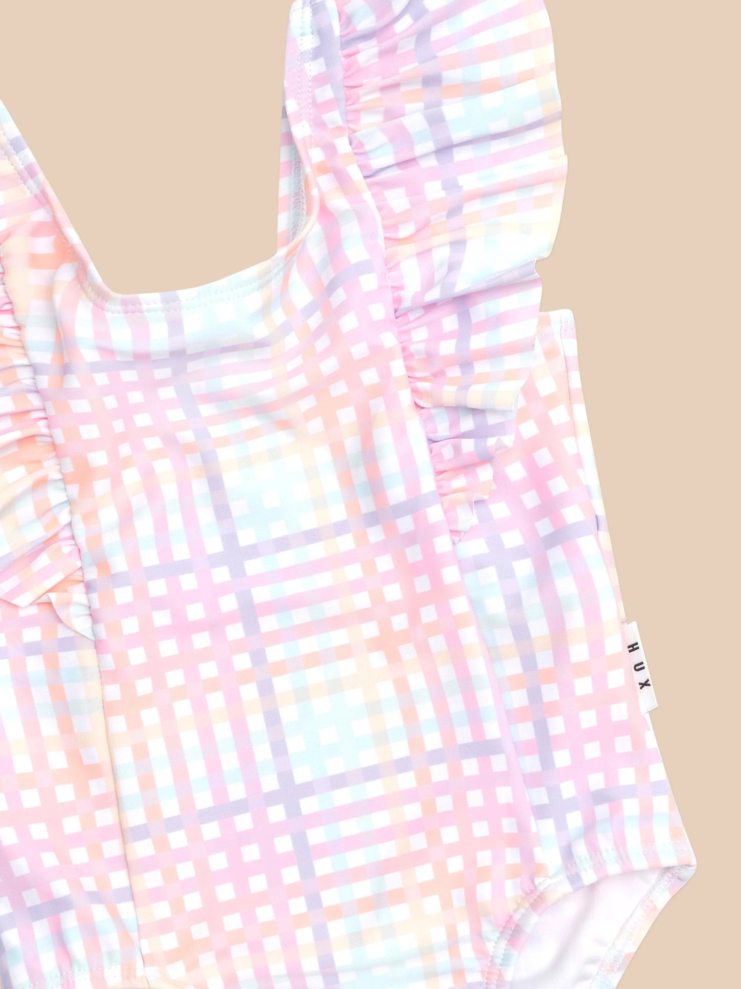 Rainbow Check Frill Swimsuit