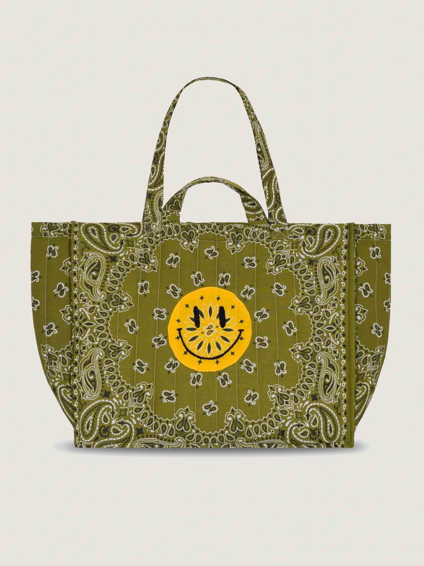Quilted Maxi Cabas Tote Happy Face