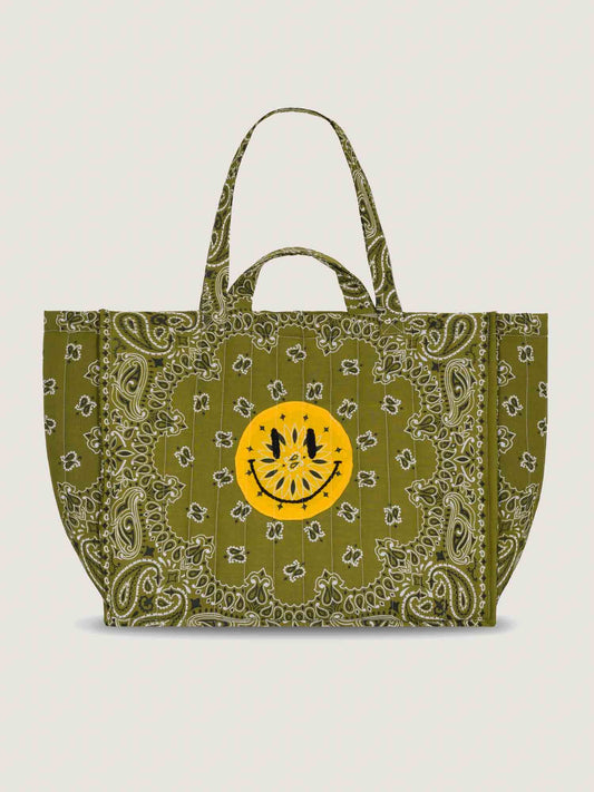 Quilted Maxi Cabas Tote Happy Face