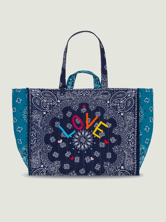 Quilted Maxi Cabas Tote Love