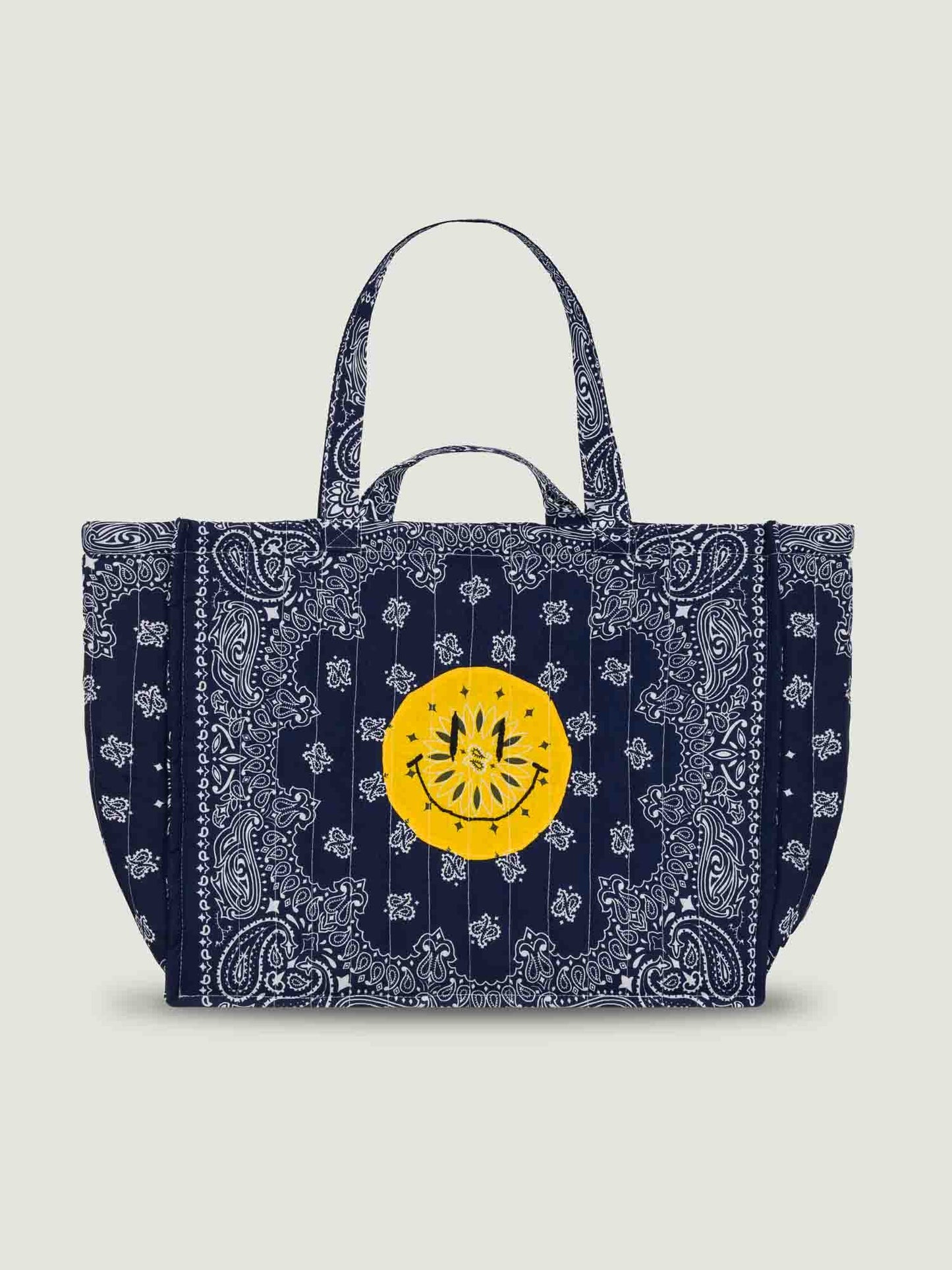 Quilted Maxi Cabas Tote Happy Face