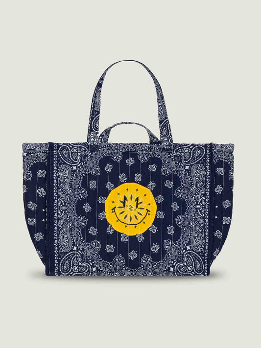 Quilted Maxi Cabas Tote Happy Face