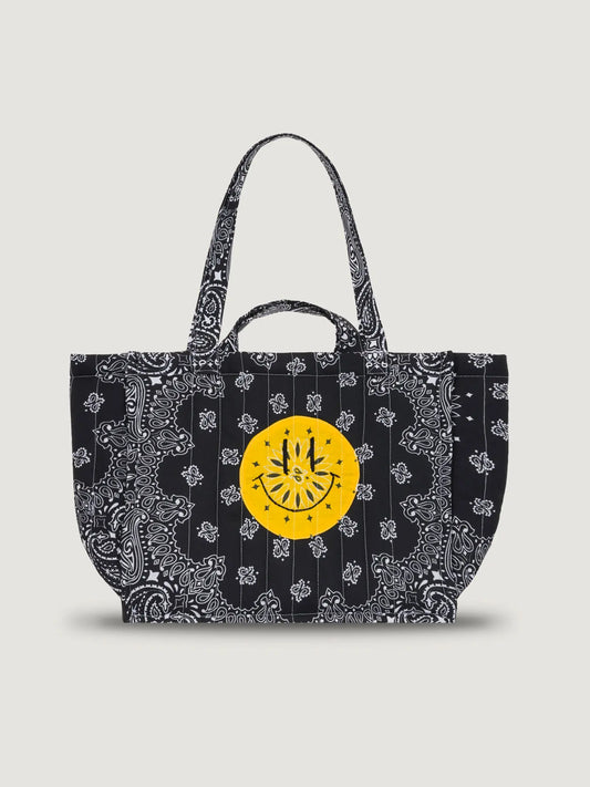 Quilted Medium Cabas Tote Happy Face