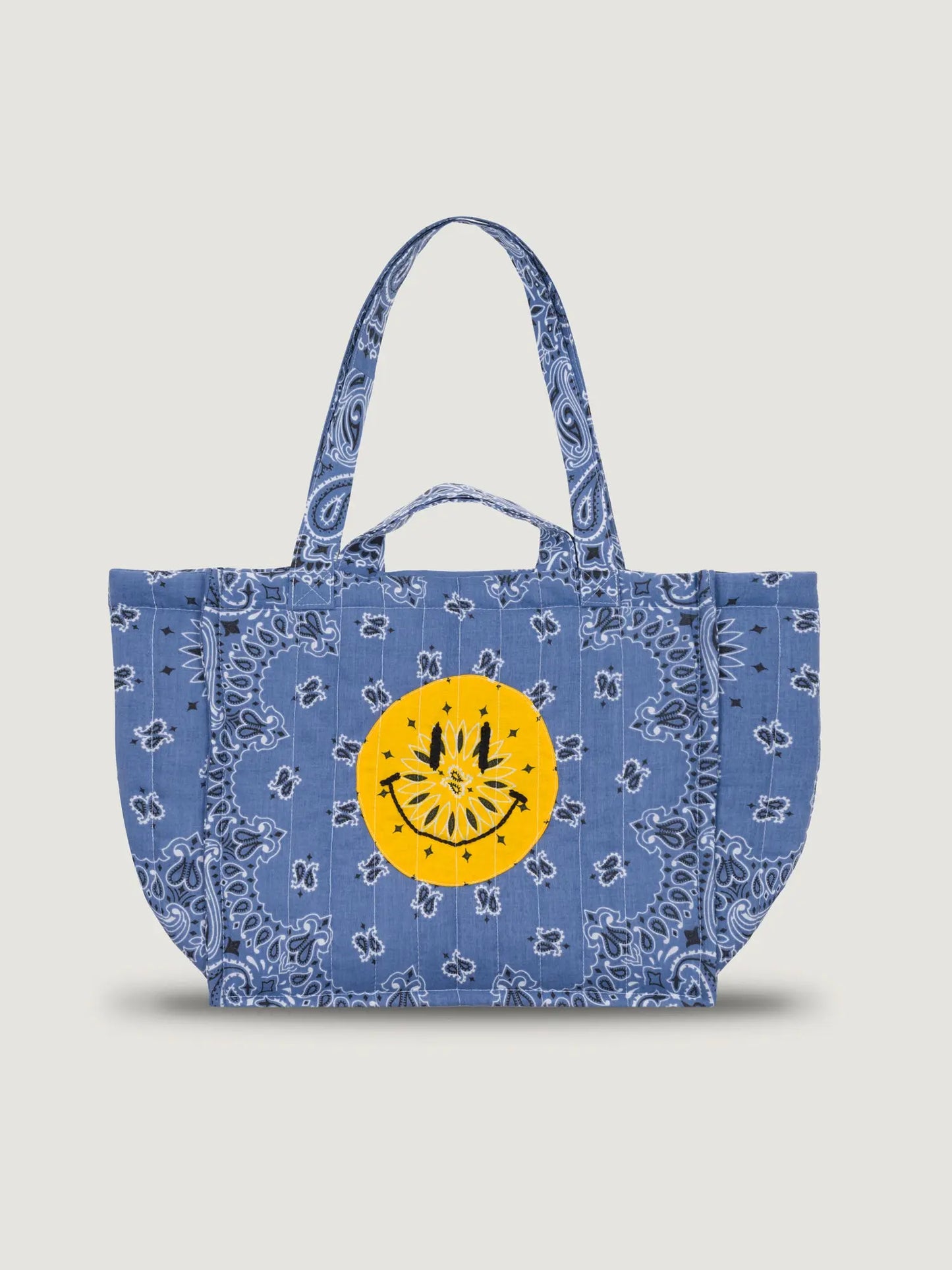 Quilted Medium Cabas Tote Happy Face