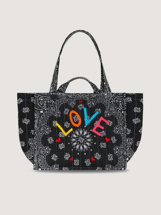 Quilted Medium Cabas Tote Love