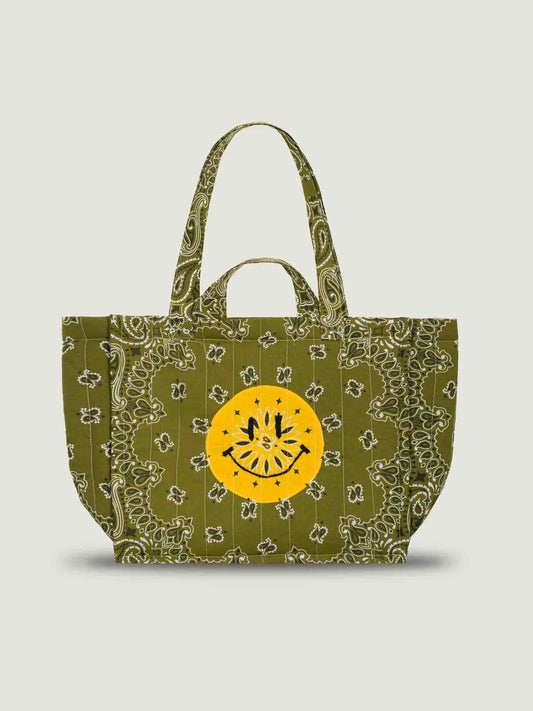 Quilted Medium Cabas Tote Happy Face