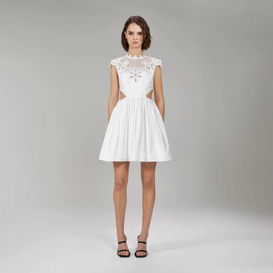 Cotton Chemical Lace Bib Mini Dress