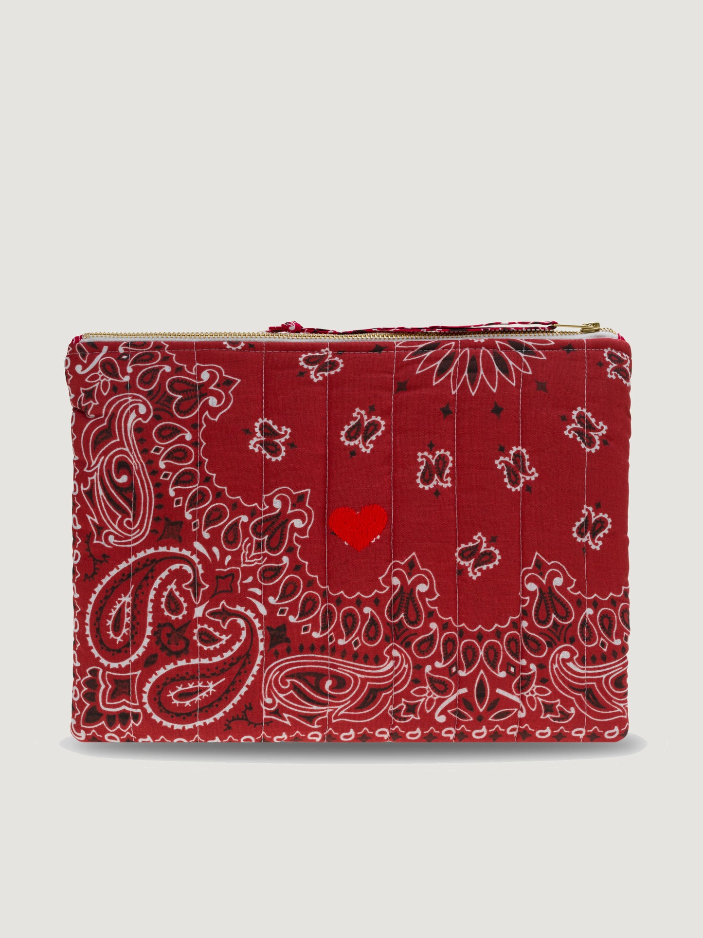 Pochette Zippée Matelassée Coeur