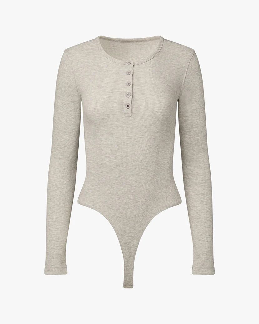 Crew Neck Henley Bodysuit