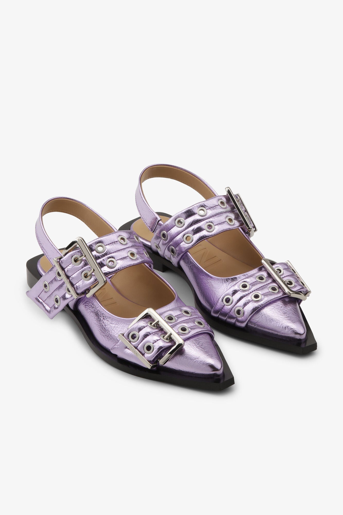 Metallic Feminine Buckle Ballerina