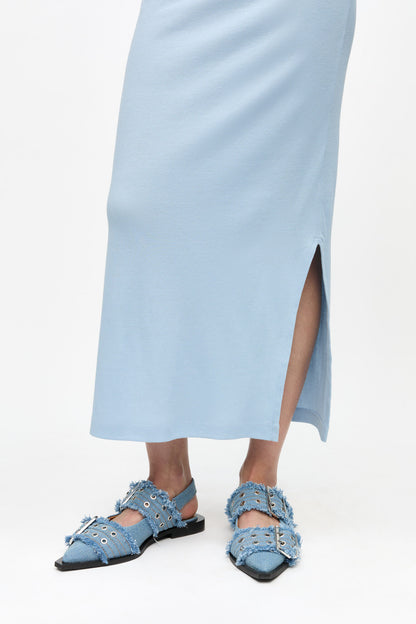 Denim Charms Feminine Buckle Ballerinas